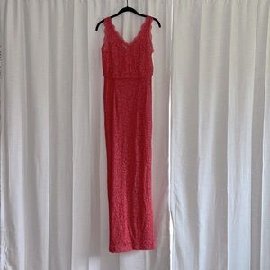 Adrianna Papell V-neck Coral Lace Dress